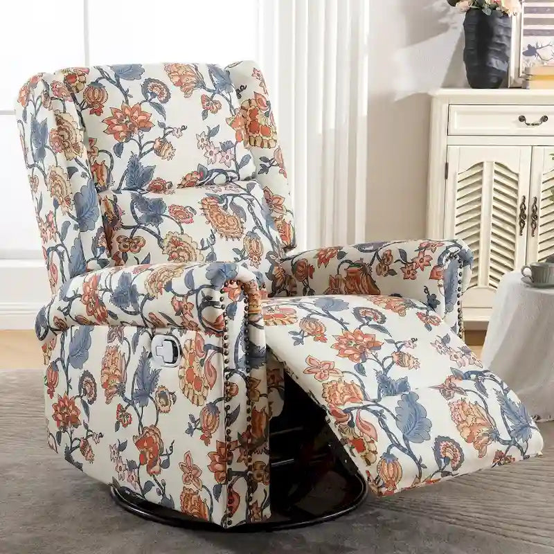 HOMYKA Fauteuil Inclinable Manuel Floral Pivotant et Basculant Lot de 2
