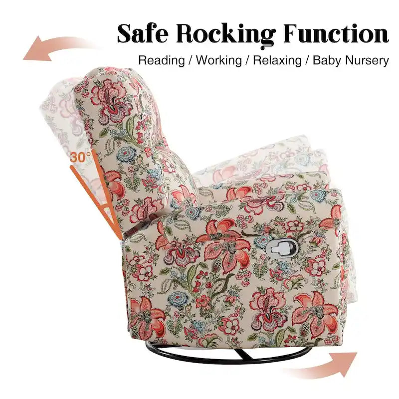 HOMYKA Fauteuil Inclinable Manuel Floral Pivotant et Basculant Lot de 2