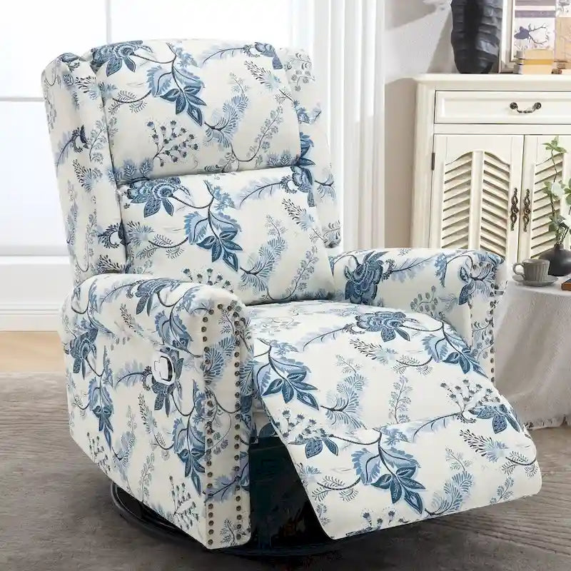 HOMYKA Fauteuil Inclinable Manuel Floral Pivotant et Basculant Lot de 2