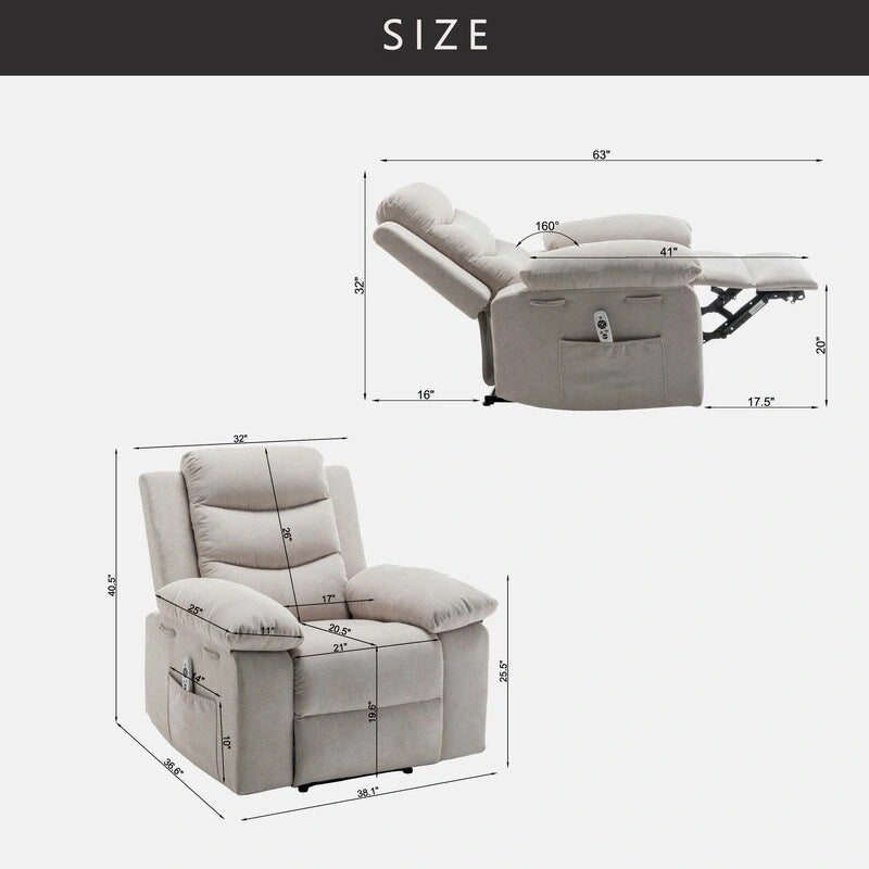 Fauteuil inclinable électrique GEITIN avec fonction de massage réglable et système de chauffage