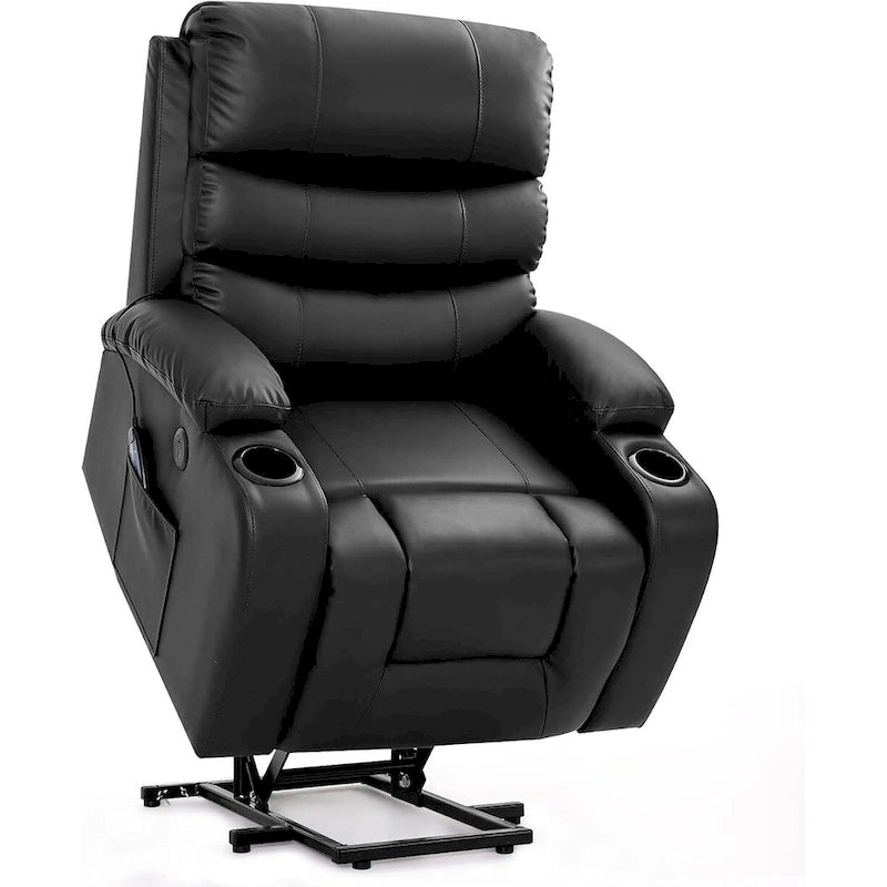 Fauteuil inclinable EROMMY Power Lift extra large avec massage et chauffage, en cuir PU avec poches, porte-gobelets et port USB