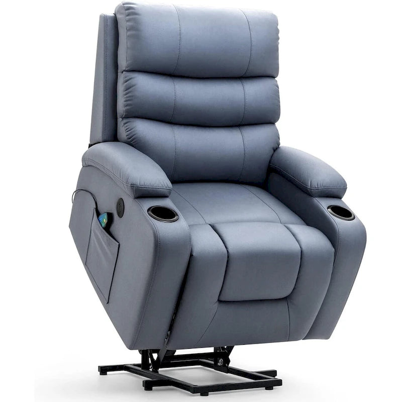 Fauteuil inclinable EROMMY Power Lift extra large avec massage et chauffage, en cuir PU avec poches, porte-gobelets et port USB
