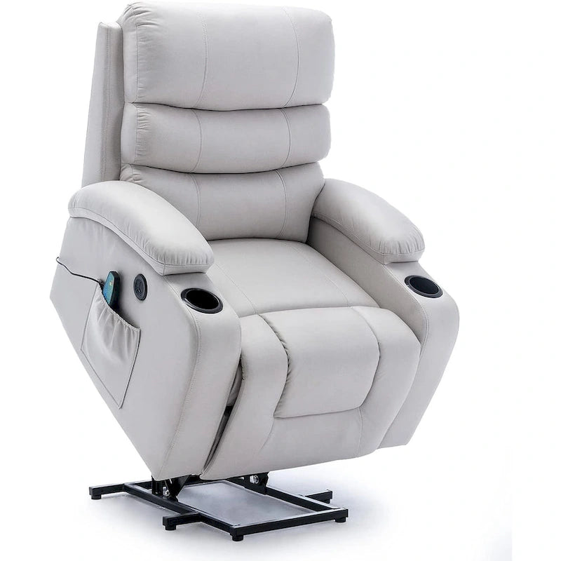 Fauteuil inclinable EROMMY Power Lift extra large avec massage et chauffage, en cuir PU avec poches, porte-gobelets et port USB