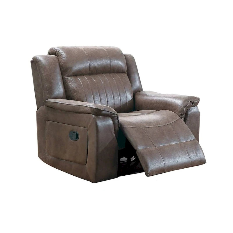 Fauteuil inclinable électrique Oya de 101 cm, mécanisme à tirette, cuir marron riche