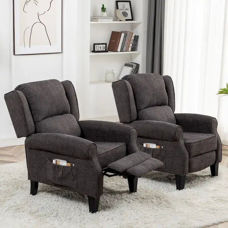 HOMYKA Fauteuil Inclinable Manuel à Dossier Poussé, Fauteuil d'Appoint Réglable, Fauteuil à Oreilles, Lot de 2
