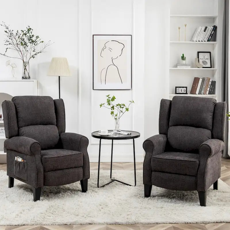 HOMYKA Fauteuil Inclinable Manuel à Dossier Poussé, Fauteuil d'Appoint Réglable, Fauteuil à Oreilles, Lot de 2