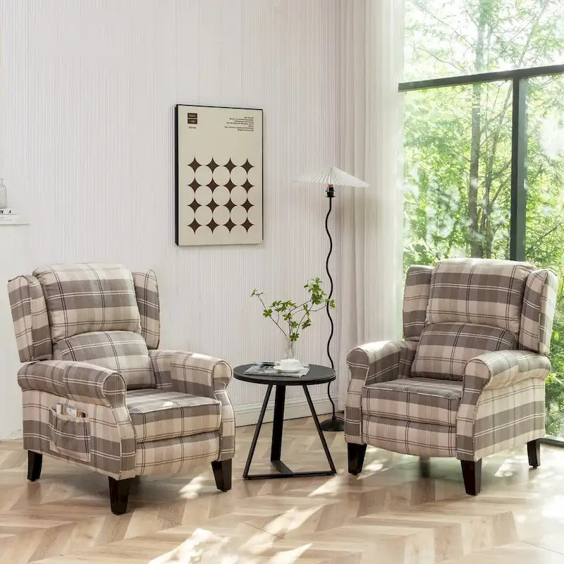 HOMYKA Fauteuil Inclinable Manuel à Dossier Poussé, Fauteuil d'Appoint Réglable, Fauteuil à Oreilles, Lot de 2