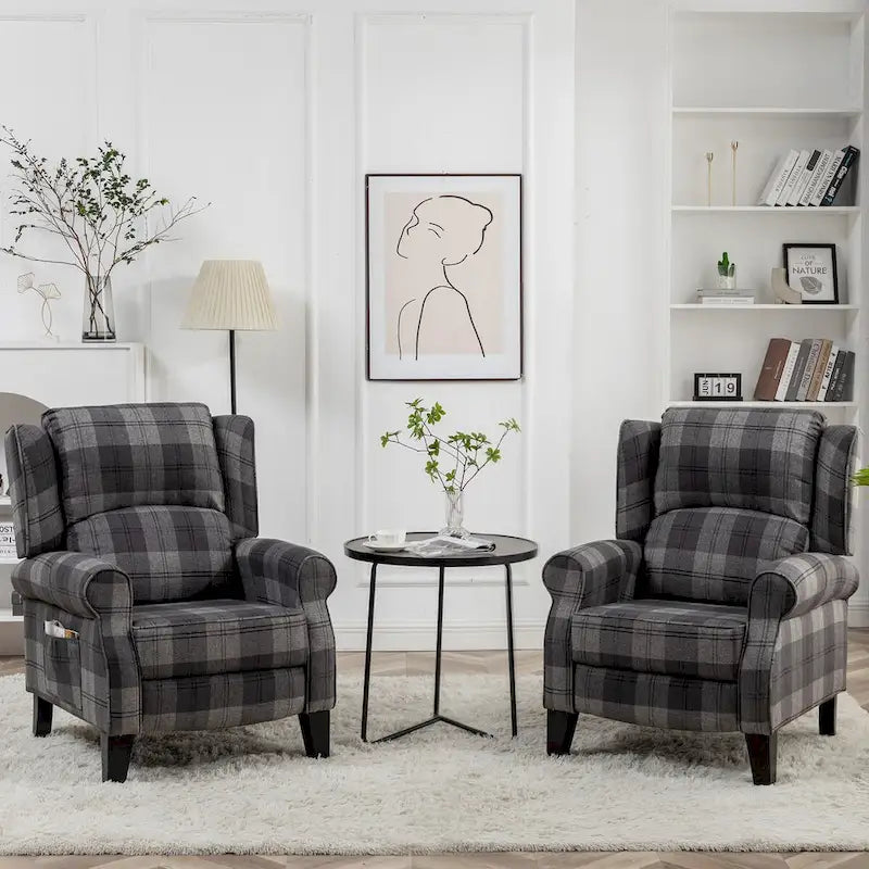 HOMYKA Fauteuil Inclinable Manuel à Dossier Poussé, Fauteuil d'Appoint Réglable, Fauteuil à Oreilles, Lot de 2