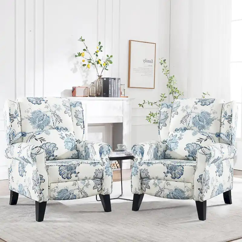 HOMYKA Fauteuil Inclinable Manuel à Dossier Poussé, Fauteuil d'Appoint Réglable, Fauteuil à Oreilles, Lot de 2