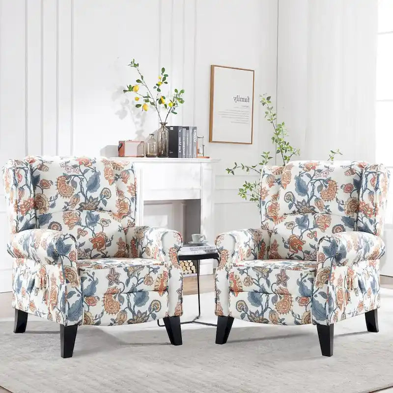 HOMYKA Fauteuil Inclinable Manuel à Dossier Poussé, Fauteuil d'Appoint Réglable, Fauteuil à Oreilles, Lot de 2