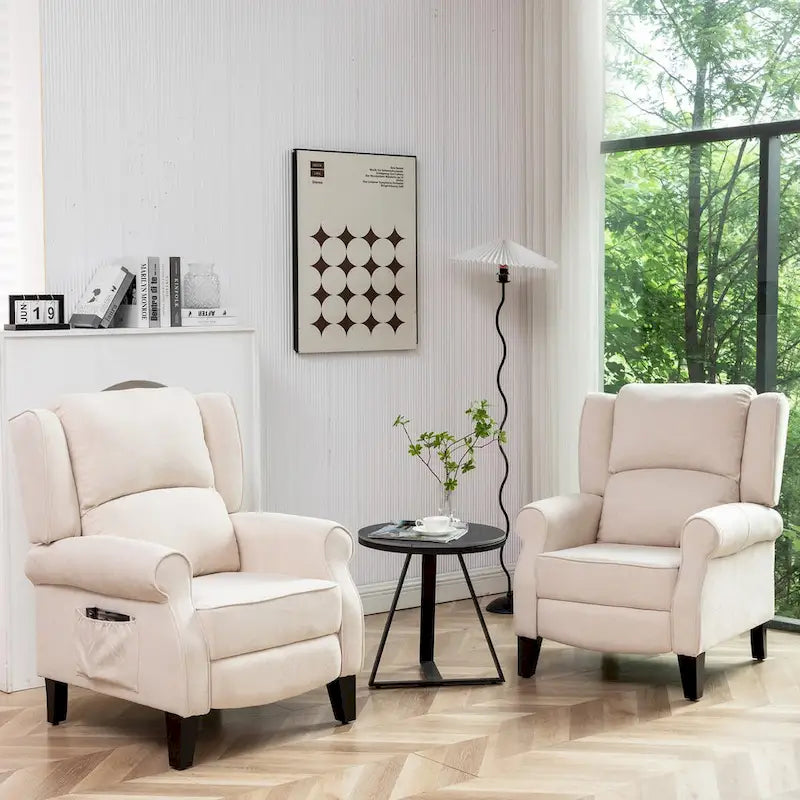 HOMYKA Fauteuil Inclinable Manuel à Dossier Poussé, Fauteuil d'Appoint Réglable, Fauteuil à Oreilles, Lot de 2