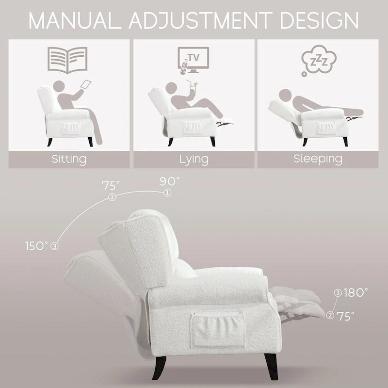 HOMYKA Fauteuil Inclinable Manuel à Dossier Poussé, Fauteuil d'Appoint Réglable, Fauteuil à Oreilles, Lot de 2