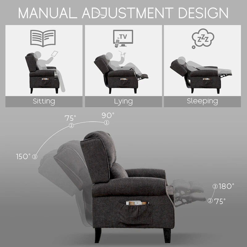 HOMYKA Fauteuil Inclinable Manuel à Dossier Poussé, Fauteuil d'Appoint Réglable, Fauteuil à Oreilles, Lot de 2