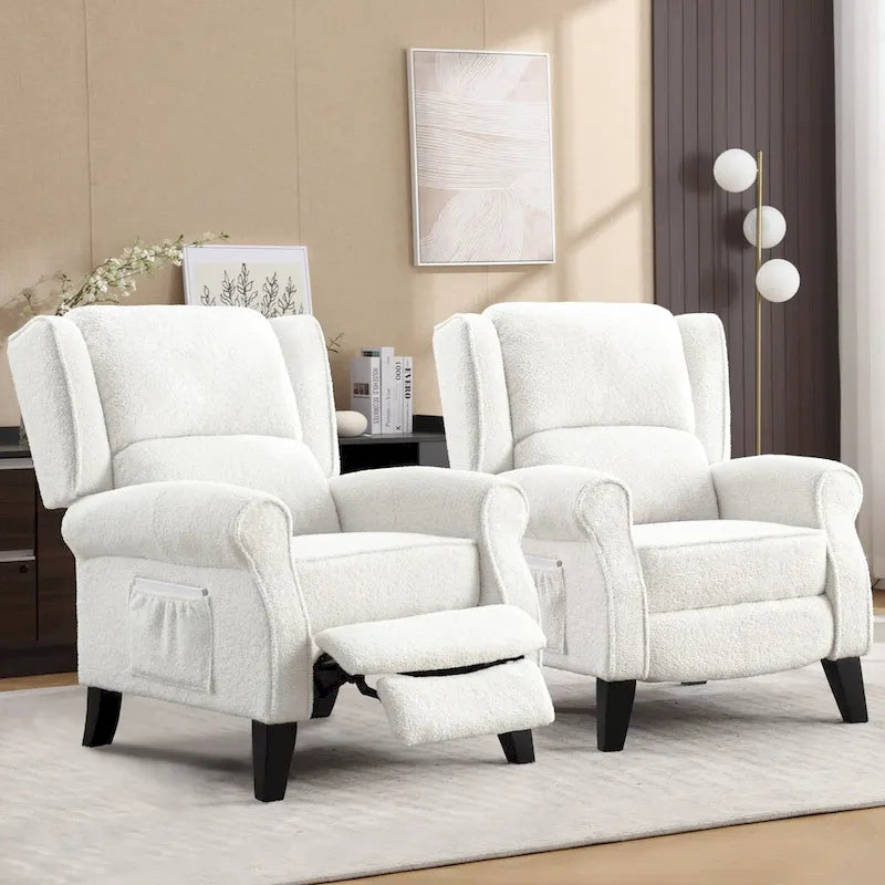HOMYKA Fauteuil Inclinable Manuel à Dossier Poussé, Fauteuil d'Appoint Réglable, Fauteuil à Oreilles, Lot de 2