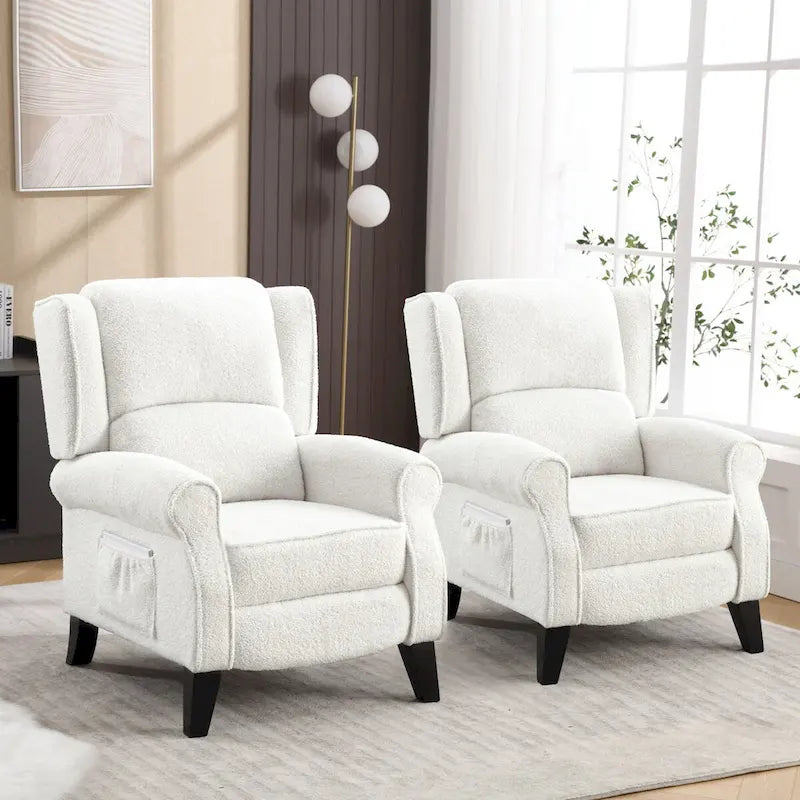 HOMYKA Fauteuil Inclinable Manuel à Dossier Poussé, Fauteuil d'Appoint Réglable, Fauteuil à Oreilles, Lot de 2