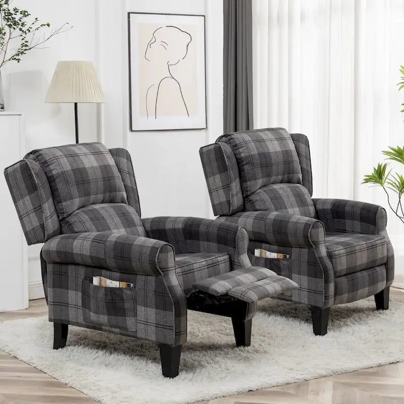 HOMYKA Fauteuil Inclinable Manuel à Dossier Poussé, Fauteuil d'Appoint Réglable, Fauteuil à Oreilles, Lot de 2