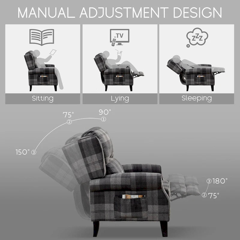HOMYKA Fauteuil Inclinable Manuel à Dossier Poussé, Fauteuil d'Appoint Réglable, Fauteuil à Oreilles, Lot de 2