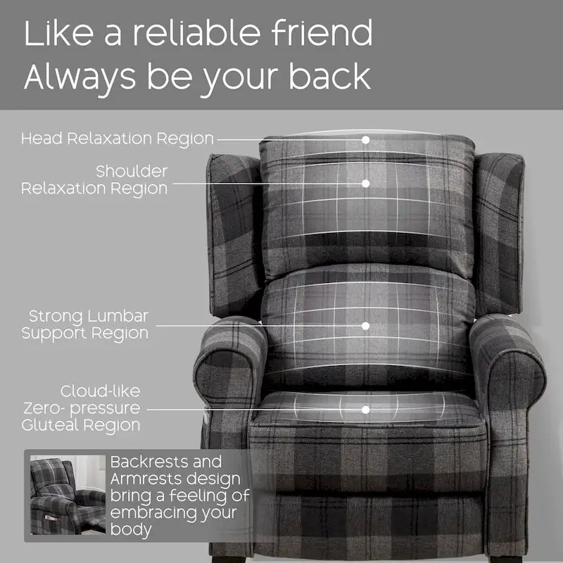 HOMYKA Fauteuil Inclinable Manuel à Dossier Poussé, Fauteuil d'Appoint Réglable, Fauteuil à Oreilles, Lot de 2