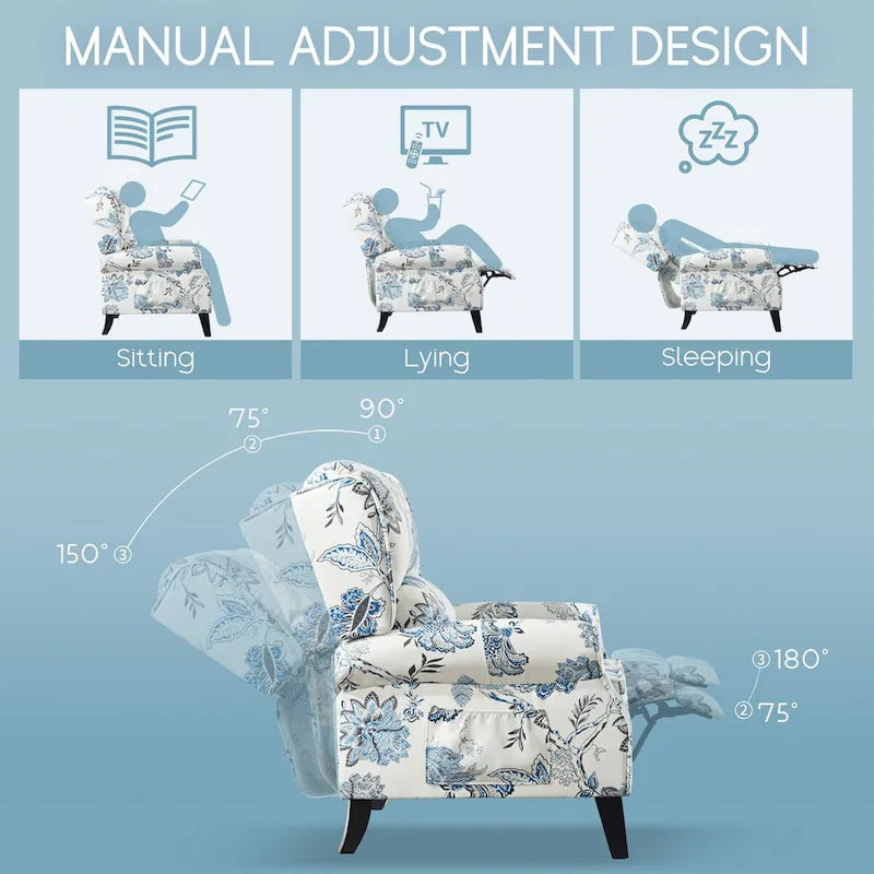 HOMYKA Fauteuil Inclinable Manuel à Dossier Poussé, Fauteuil d'Appoint Réglable, Fauteuil à Oreilles, Lot de 2