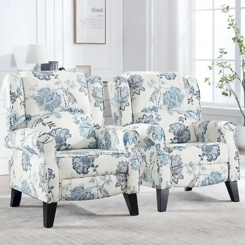 HOMYKA Fauteuil Inclinable Manuel à Dossier Poussé, Fauteuil d'Appoint Réglable, Fauteuil à Oreilles, Lot de 2