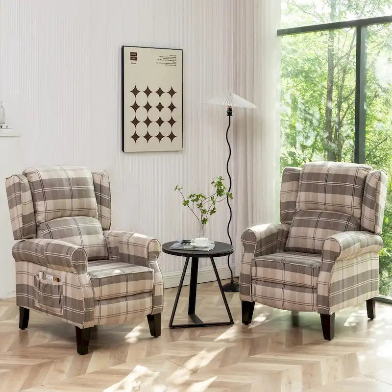 HOMYKA Fauteuil Inclinable Manuel à Dossier Poussé, Fauteuil d'Appoint Réglable, Fauteuil à Oreilles, Lot de 2