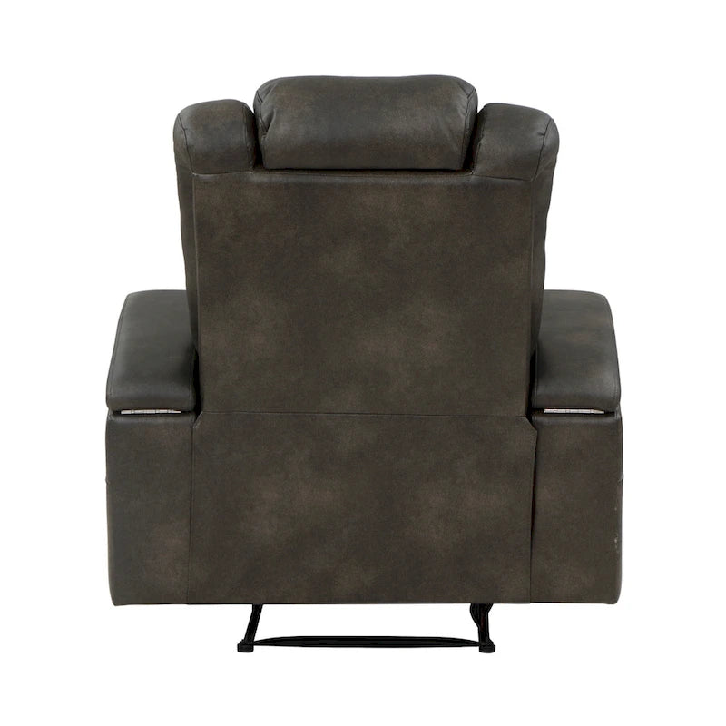 Fauteuil inclinable électrique Mia 40 pouces, similicuir gris, LED, USB, porte-gobelets