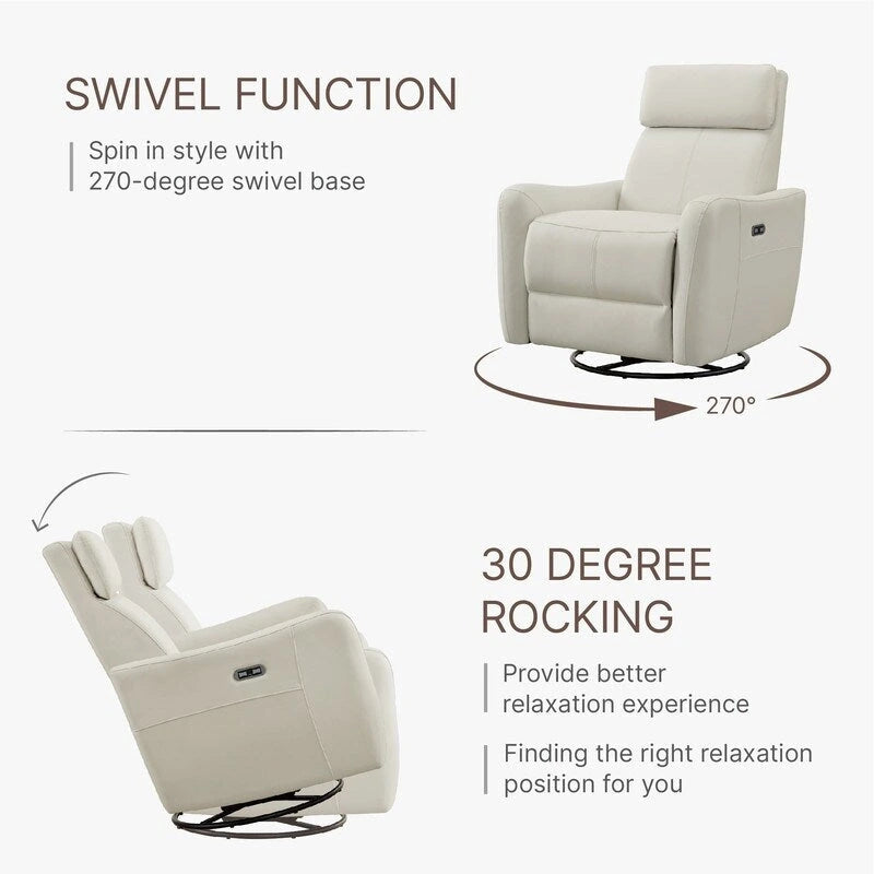 Fauteuil d'allaitement inclinable, pivotant et berçant Merlin Power