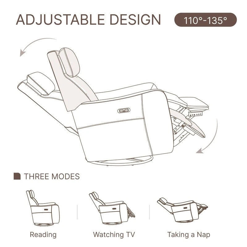 Fauteuil d'allaitement inclinable, pivotant et berçant Merlin Power