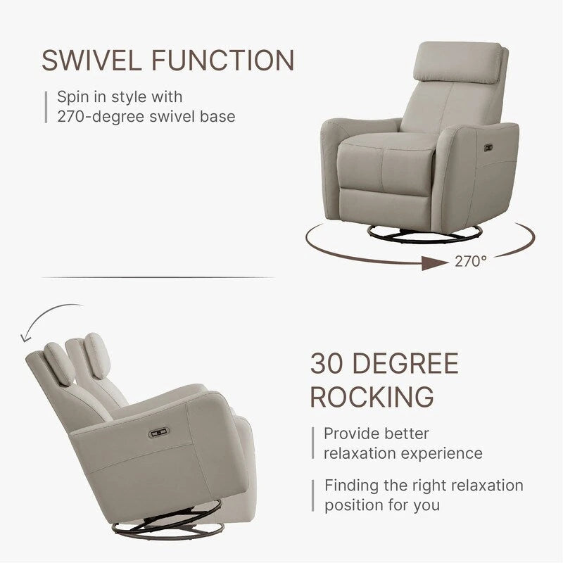 Fauteuil d'allaitement inclinable, pivotant et berçant Merlin Power