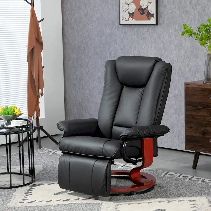 Fauteuil inclinable pivotant HOMCOM, Fauteuil relax en cuir PU pour salon, Canapé inclinable moderne avec repose-pieds