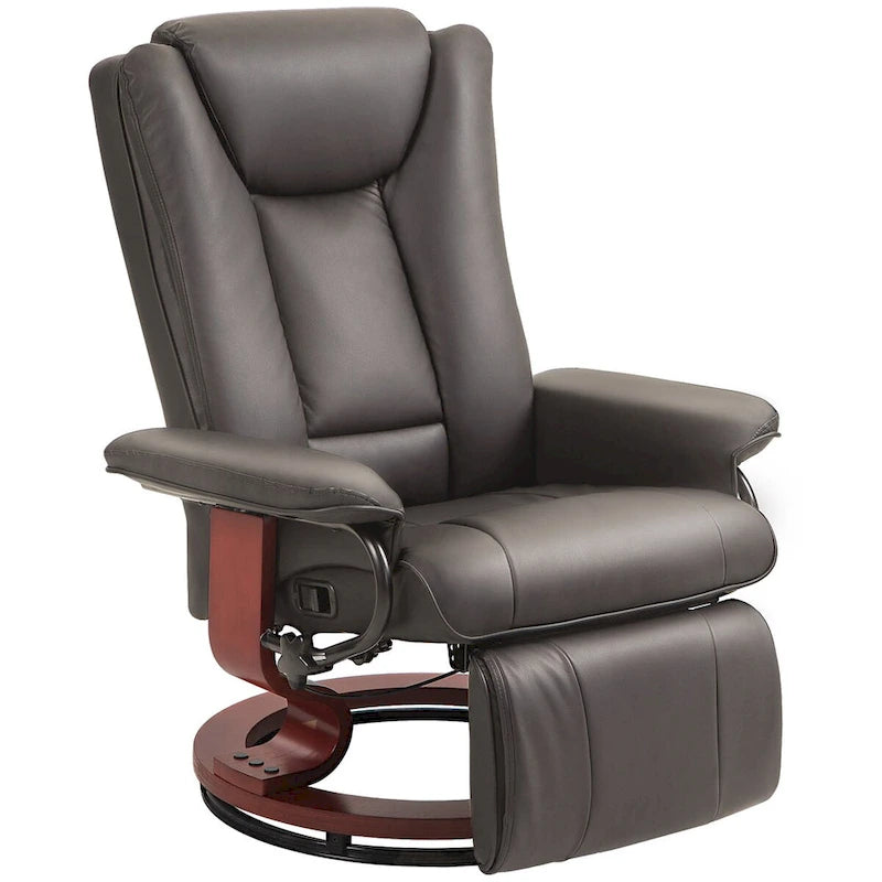 Fauteuil inclinable pivotant HOMCOM, Fauteuil relax en cuir PU pour salon, Canapé inclinable moderne avec repose-pieds