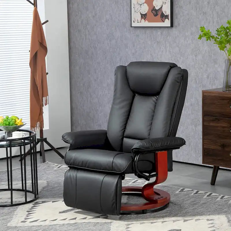Fauteuil inclinable pivotant HOMCOM, Fauteuil relax en cuir PU pour salon, Canapé inclinable moderne avec repose-pieds