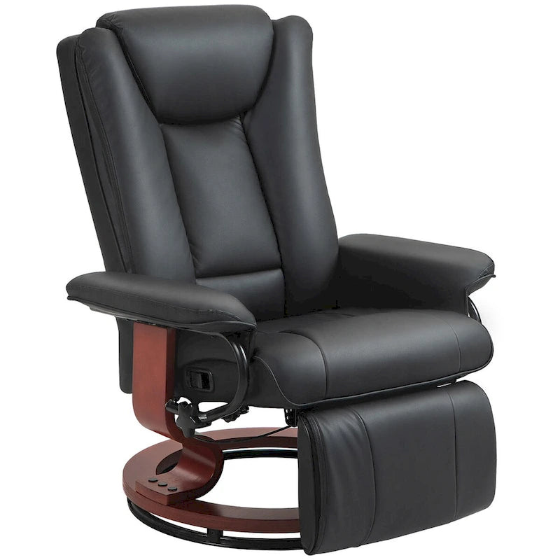 Fauteuil inclinable pivotant HOMCOM, Fauteuil relax en cuir PU pour salon, Canapé inclinable moderne avec repose-pieds