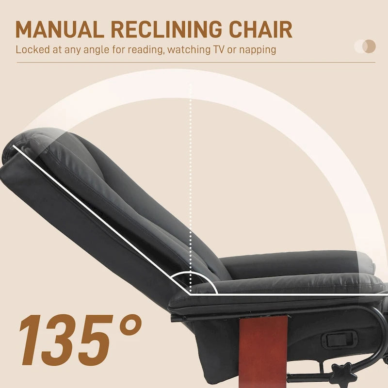 Fauteuil inclinable pivotant HOMCOM, Fauteuil relax en cuir PU pour salon, Canapé inclinable moderne avec repose-pieds