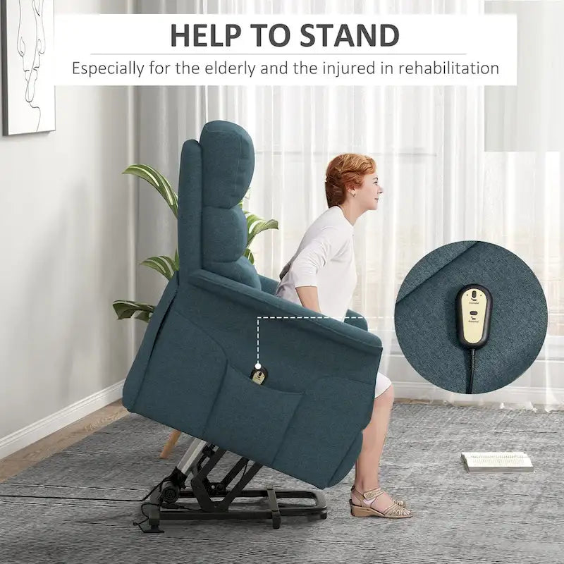 Fauteuil inclinable releveur HOMCOM pour personnes âgées, montage facile, fauteuil releveur en tissu avec télécommande