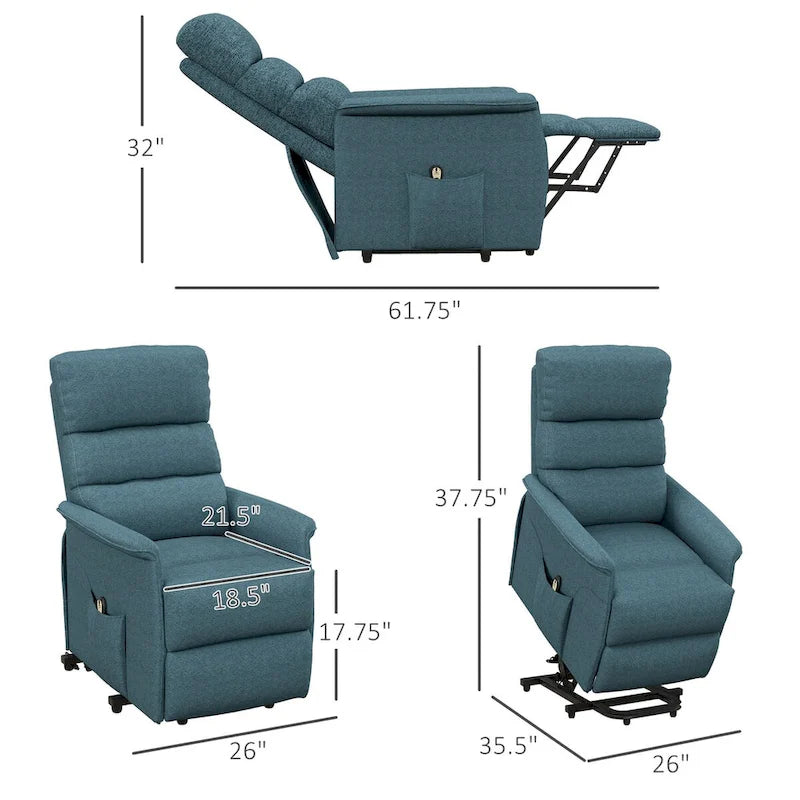 Fauteuil inclinable releveur HOMCOM pour personnes âgées, montage facile, fauteuil releveur en tissu avec télécommande