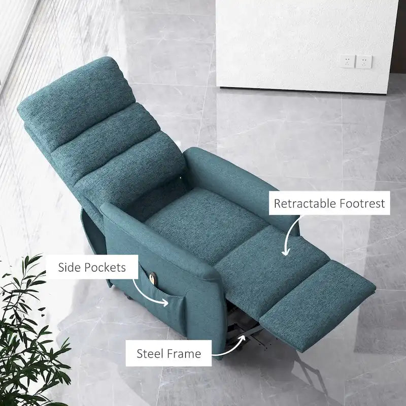 Fauteuil inclinable releveur HOMCOM pour personnes âgées, montage facile, fauteuil releveur en tissu avec télécommande
