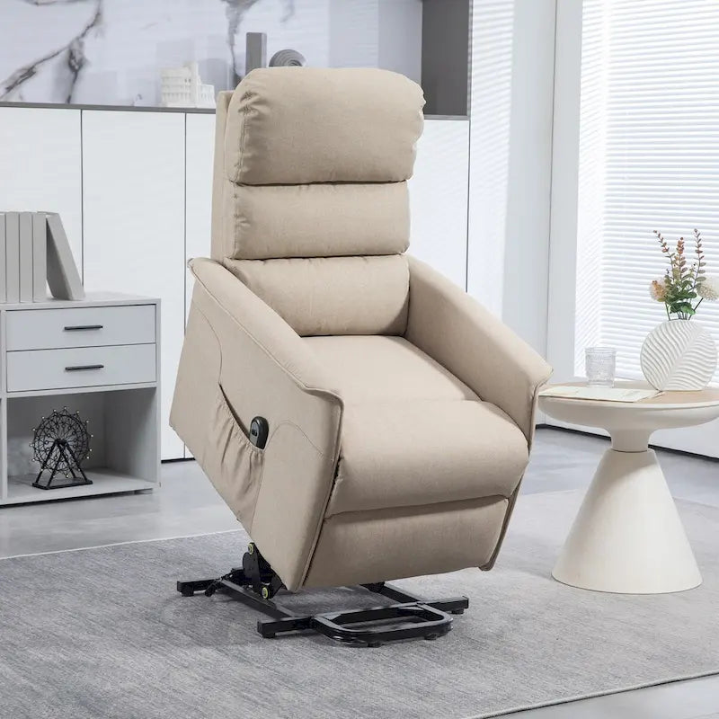 Fauteuil inclinable releveur HOMCOM pour personnes âgées, montage facile, fauteuil releveur en tissu avec télécommande