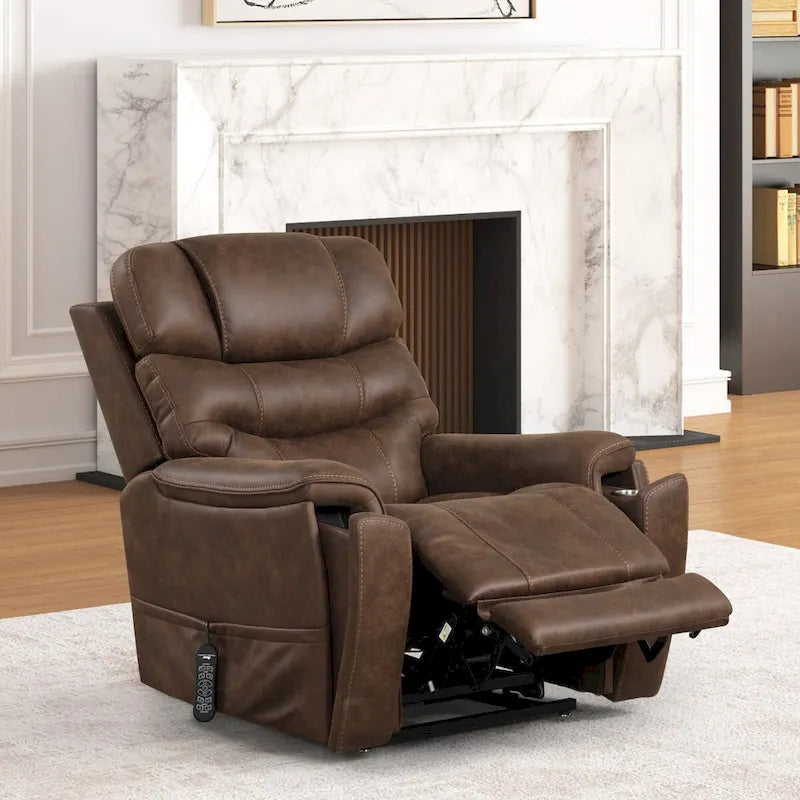 Fauteuil inclinable motorisé à double moteur Furniture of America Wes avec massage, rangement caché et extension de repose-pieds