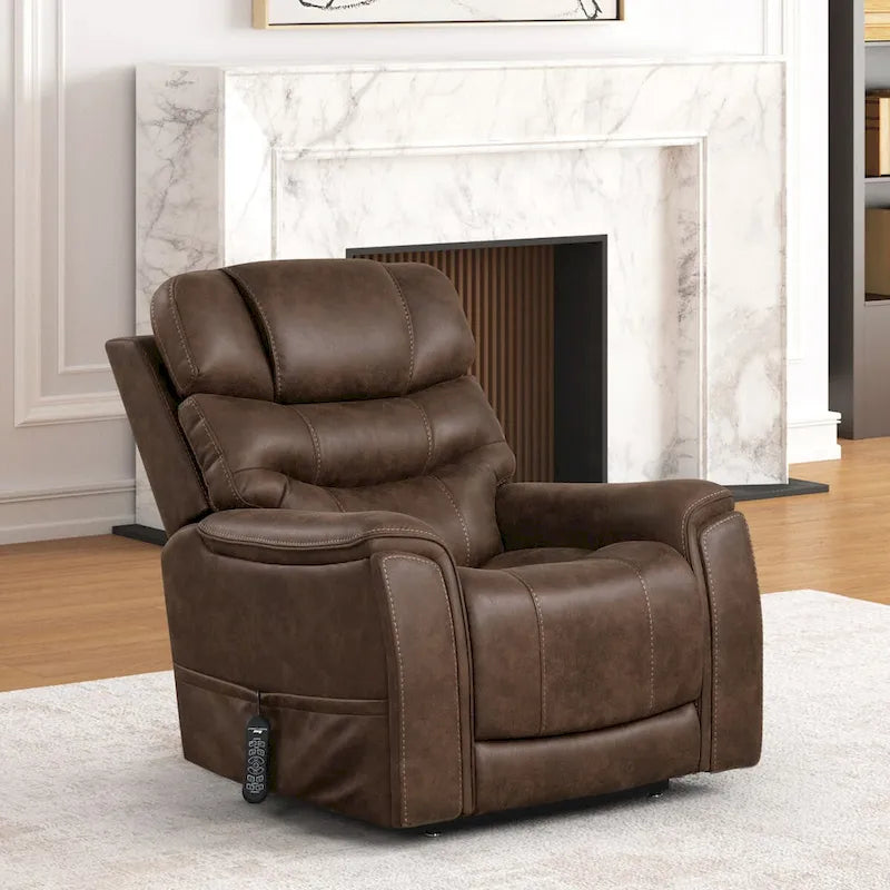 Fauteuil inclinable motorisé à double moteur Furniture of America Wes avec massage, rangement caché et extension de repose-pieds