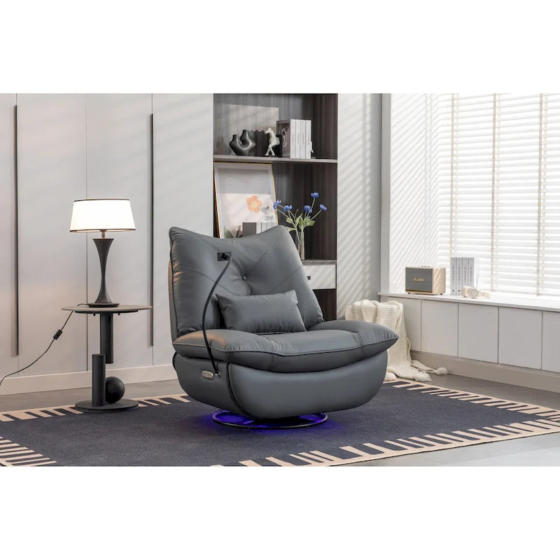 Fauteuil inclinable pivotant et glissant 270, fauteuil à bascule inclinable électrique, port USB pour fauteuil de chambre de bébé avec lampe d'ambiance