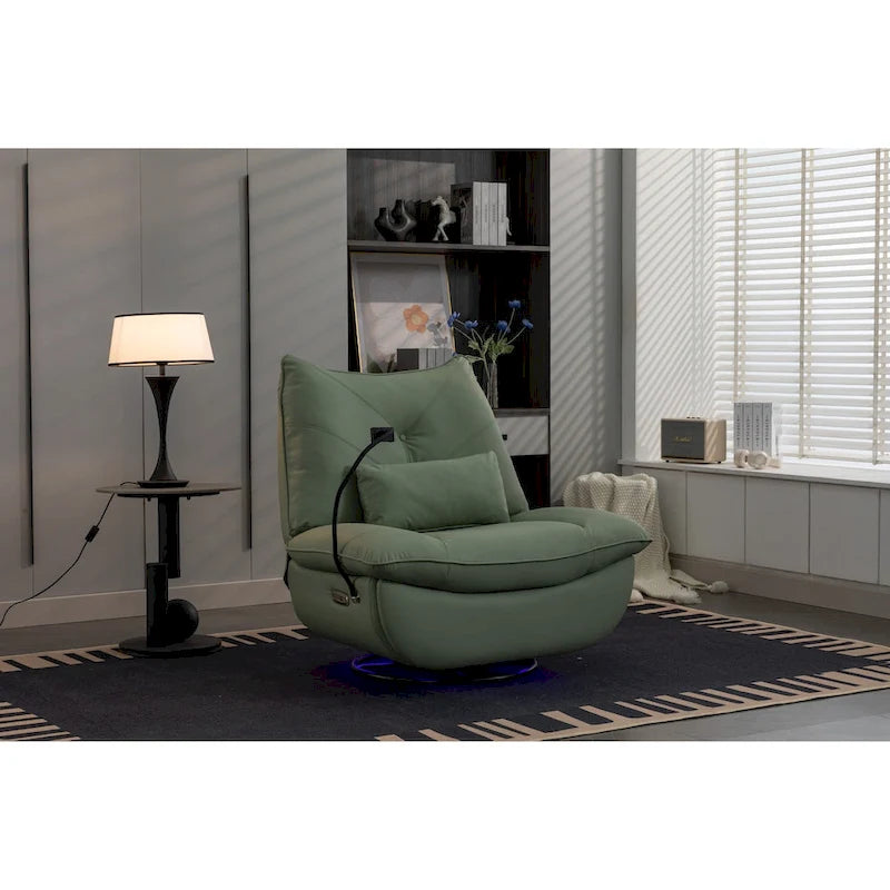 Fauteuil inclinable pivotant et glissant 270, fauteuil à bascule inclinable électrique, port USB pour fauteuil de chambre de bébé avec lampe d'ambiance