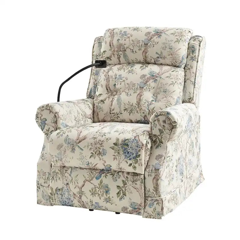 Fauteuil inclinable électrique traditionnel Billy avec aide au levage, massage, chaleur et appuie-tête manuel par HULALA HOME