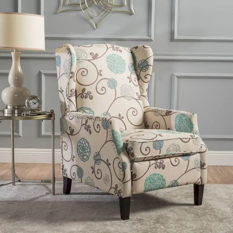 Fauteuils inclinables en tissu traditionnel avec bordure cloutée par Christopher Knight Home