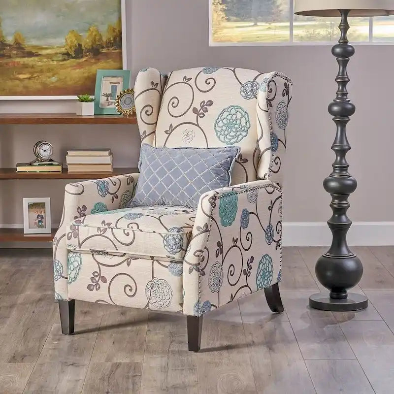 Fauteuils inclinables en tissu traditionnel avec bordure cloutée par Christopher Knight Home