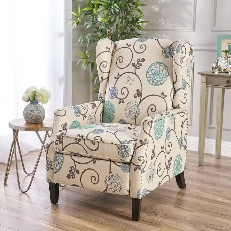 Fauteuils inclinables en tissu traditionnel avec bordure cloutée par Christopher Knight Home