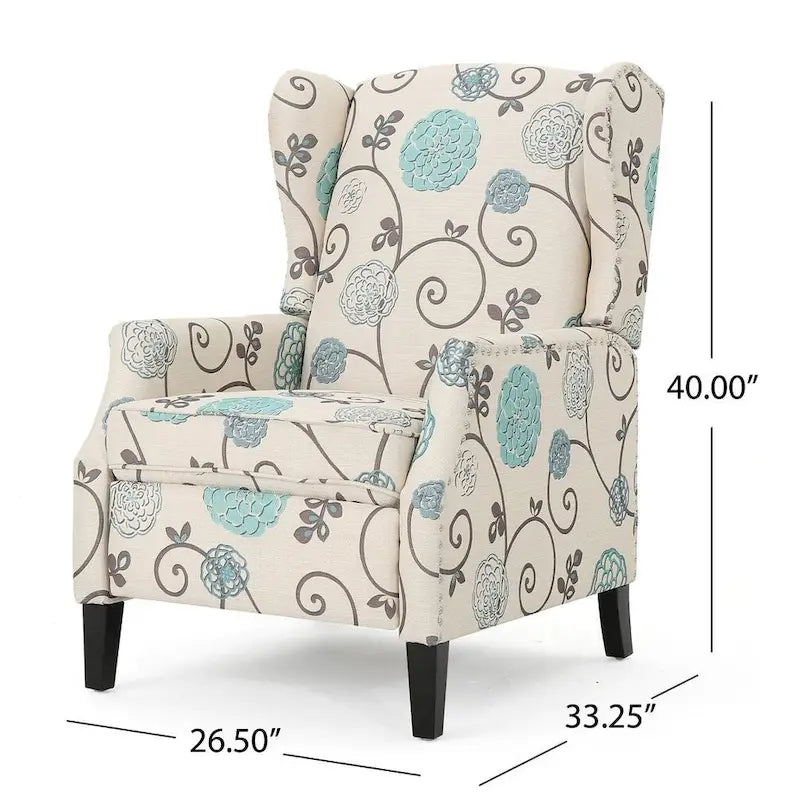 Fauteuils inclinables en tissu traditionnel avec bordure cloutée par Christopher Knight Home