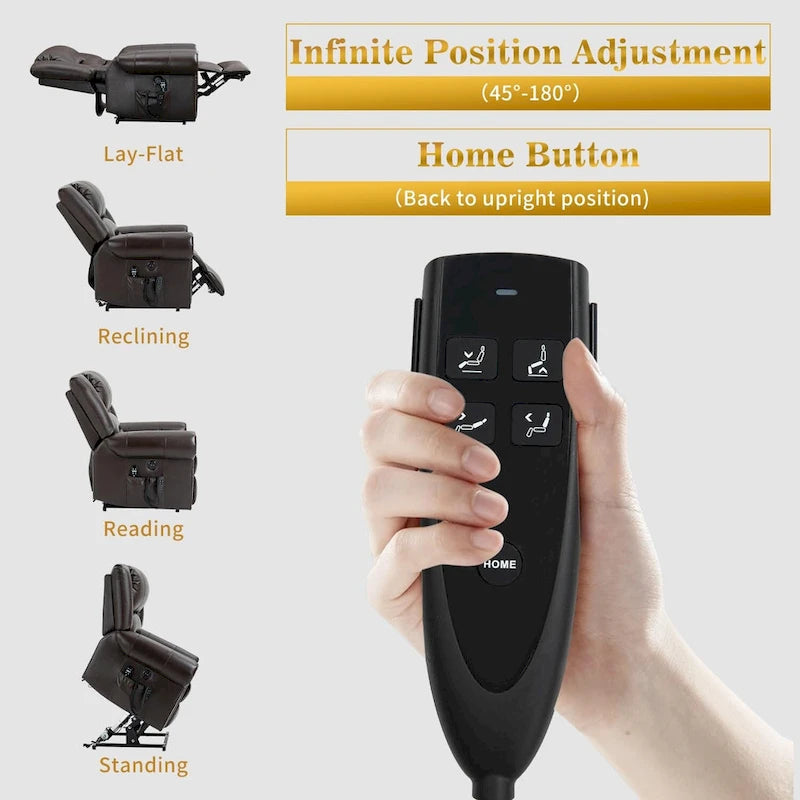 Fauteuils inclinables releveurs en cuir véritable à deux moteurs, massage et chauffage, ports USB