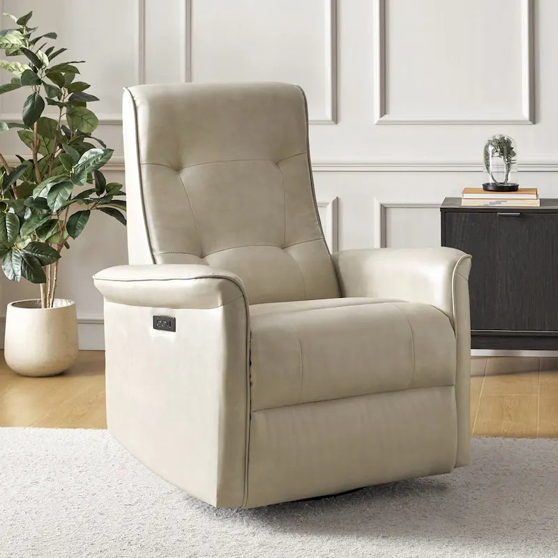 Fauteuil inclinable électrique pivotant en similicuir moderne Valentin avec ports USB par HULALA HOME