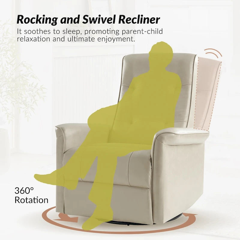 Fauteuil inclinable électrique pivotant en similicuir moderne Valentin avec ports USB par HULALA HOME